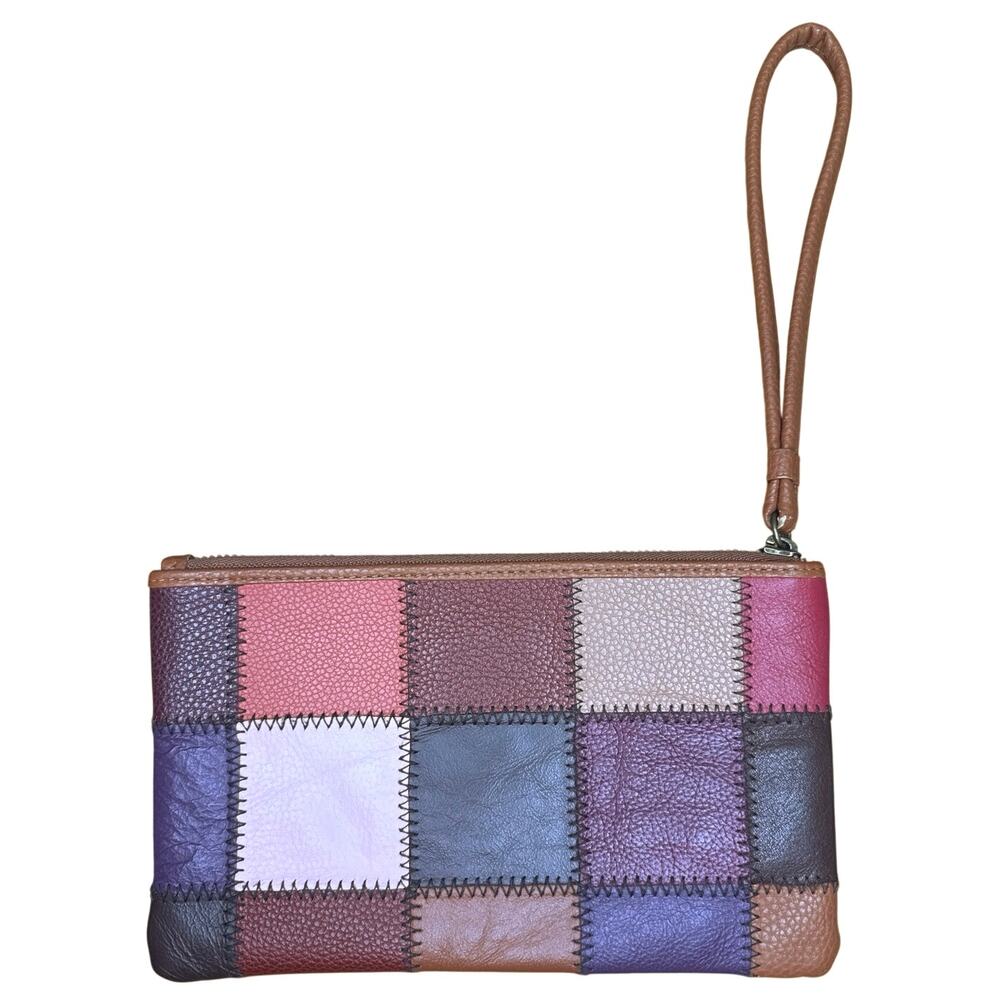 Kooba Leather Multicolor Patchwork Wristlet Clutc… - image 2